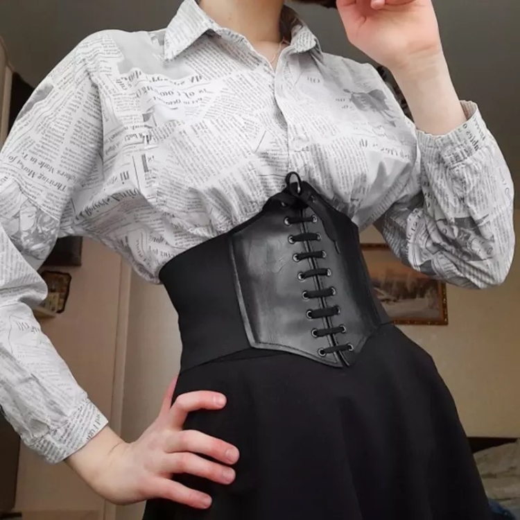 pasek, szeroki pasek, gorset, gorset damski, gorset wyszczuplający, gorset na koszulę, czarny gorset, elastyczny gorset, sznurowany , gorset w stylu gotyckim, gotycki, modna stylizacja, stylizacja na halloween
