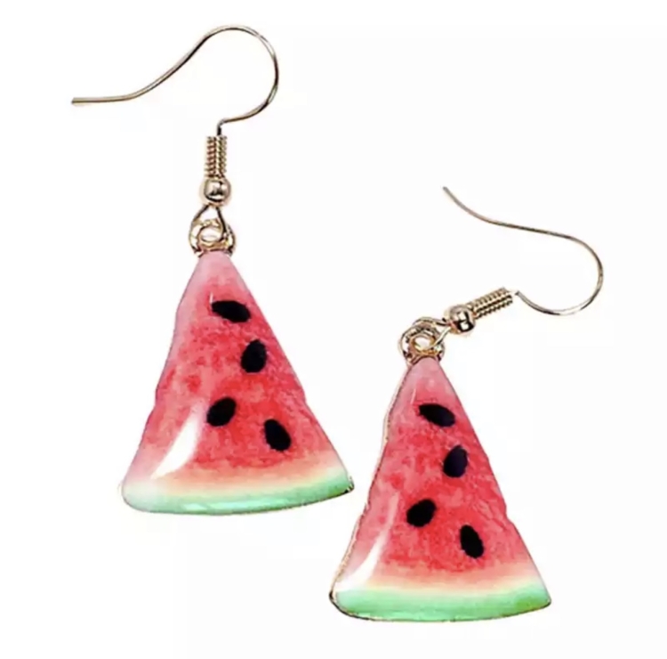 kolczyki owoce, kolczyki z owocami, kolczyki, wiszące kolczyki, metalowe kolczyki, kolczyki z arbuzami, arbuzy, watermelon, letnie kolczyki, letnia stylizacja, wakacje, wesołe kolczyki