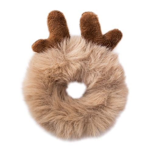 gumka do włosów, pluszowa gumka, brązowa gumka, kawowa gumka, futerko, gumka donut, dumka z uszkami, uszka jelonka, deer,