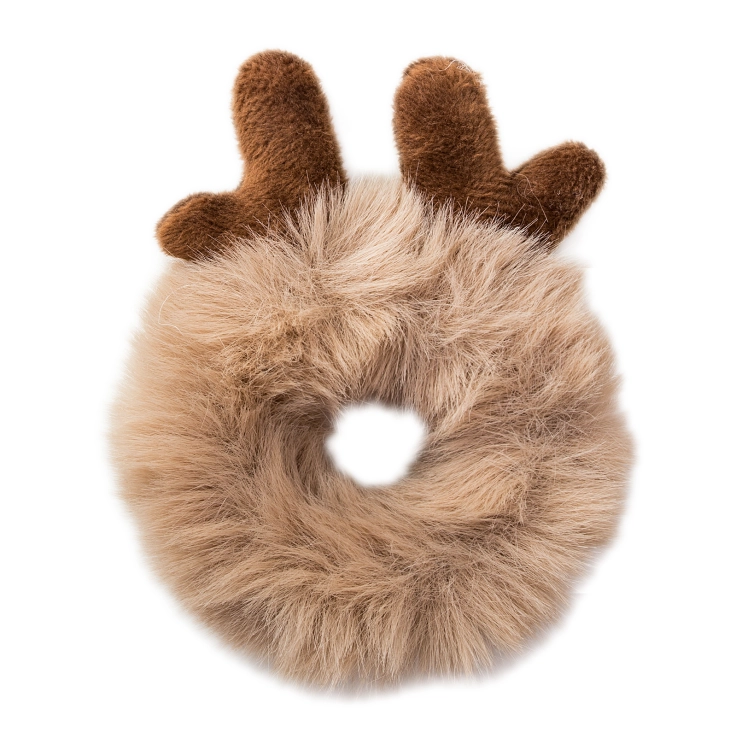 gumka do włosów, pluszowa gumka, brązowa gumka, kawowa gumka, futerko, gumka donut, dumka z uszkami, uszka jelonka, deer,