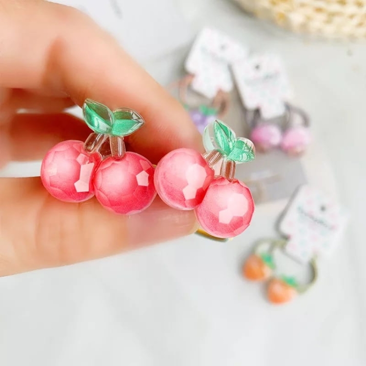 gumki do włosów, zestaw gumek, komplet gumek, gumki dla dziewczynki, dziecięce gumki, gumki z owocem, owocki, wisienki, wiśnie, gumki z wisienkami, cherry, cute, słodkie gumki, akrylowe gumki,