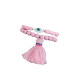 Bransoletka multi frędzle oko różowa