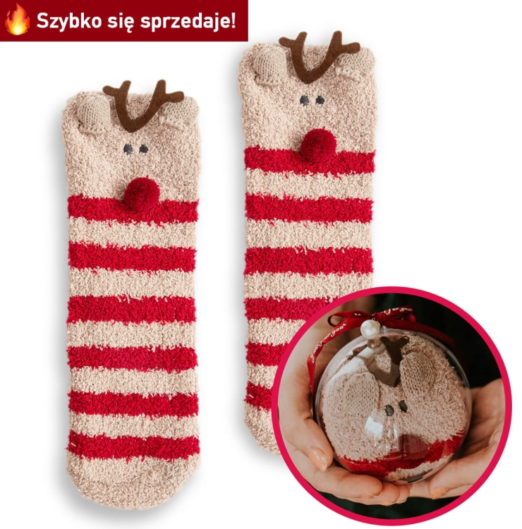 skarpetki w bombce, skarpetki w pudełku, skarpetki świąteczne, skarpety, czerwone skarpety z reniferkiem, skarpetki na prezent, skarpety z Mikołajem, Święty Mikołaj, Santa Claus, Mikołajek, świąteczne skarpety, prezenty