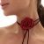 Naszyjnik choker z czerwoną różą z tkaniny, długi nylonowy rzemyk 155 cm
