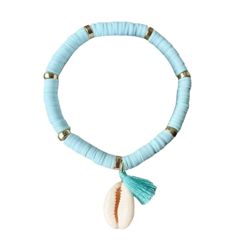 bransoletka na rękę, bransoletka na nogę, koraliki, mulina, frędzel, chwost, muszelka, bransoletka na wakacje, lato, summer, letnia bransoletka, letnia stylizacja, miętowa bransoletka, pomysł na prezent, prezent dla niej, prezent dla dziewczynki