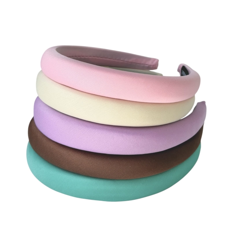 opaska wąska klasyczna do włosów dla dziewczynki na lato spong slim brązowa beżowa wygodna