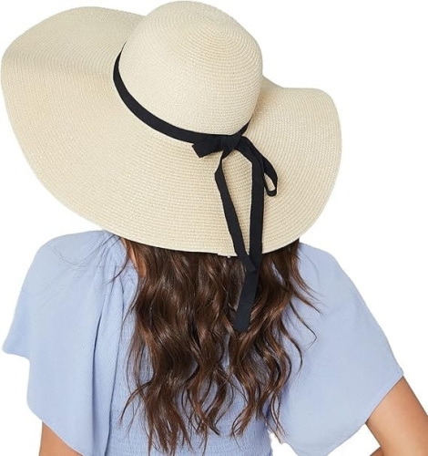 kapelusz słomkowy przeciwsłoneczny duży na lato na wakacje, kapelusz z kokardka, kapelusz do torebki, kapelusz zwijany, lekki kapelusz składany do torebki, kapelusz na wakacje, kapelusz z kokardką, zwijany kapelusz do walizki