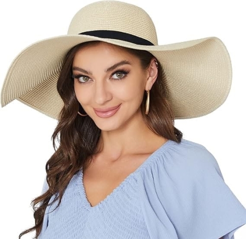 kapelusz słomkowy przeciwsłoneczny duży na lato na wakacje, kapelusz z kokardka, kapelusz do torebki, kapelusz zwijany, lekki kapelusz składany do torebki, kapelusz na wakacje, kapelusz z kokardką, zwijany kapelusz do walizki