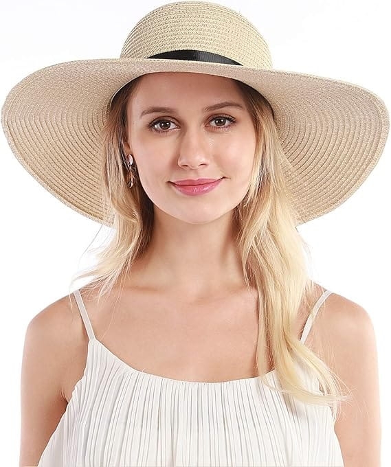 kapelusz słomkowy przeciwsłoneczny duży na lato na wakacje, kapelusz z kokardka, kapelusz do torebki, kapelusz zwijany, lekki kapelusz składany do torebki, kapelusz na wakacje, kapelusz z kokardką, zwijany kapelusz do walizki