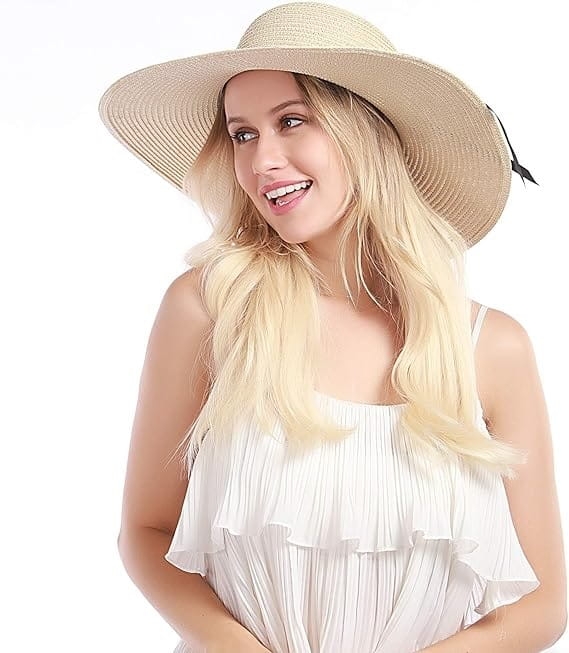 kapelusz słomkowy przeciwsłoneczny duży na lato na wakacje, kapelusz z kokardka, kapelusz do torebki, kapelusz zwijany, lekki kapelusz składany do torebki, kapelusz na wakacje, kapelusz z kokardką, zwijany kapelusz do walizki