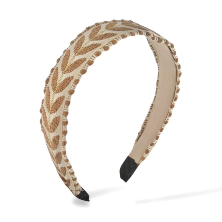 opaska listki, opaska brązowa, opaska romantyczna, opaska z haftem, opaska tkana, opaska klasyczna, opaska jesienna, opaska dla dziewczynki, opaska na głowę, opaska na sesję zdjęciową, opaska boho