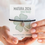 Bransoletka z grawerem dla maturzysty matura 2026 - dasz radę, powodzenia z kartką, czarna - srebrna