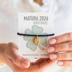 Bransoletka z grawerem dla maturzysty matura 2026 - dasz radę, powodzenia z kartką, czarna - złota