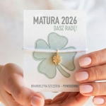 Bransoletka z grawerem dla maturzysty matura 2026 - dasz radę, powodzenia z kartką, biała-złota