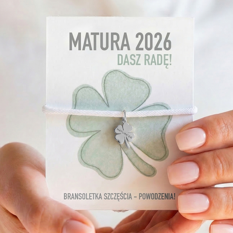 bransoletka na szczęście biała srebrna koniczynka z grawerem matura 2026.jpg