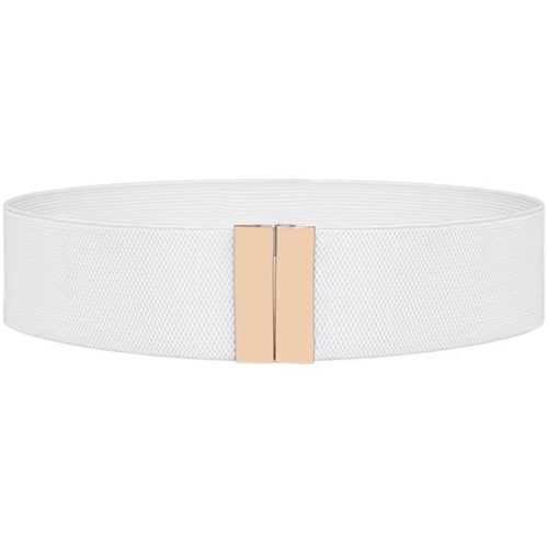 pasek, pasek gumowy, pasek elastyczny, pasek  biały, złota klamra, uniwersalny, casual, biały , pasek elastyczny gumowy na lato do koszuli, pasek do sukienki, pasek do żakietu, pasek modny