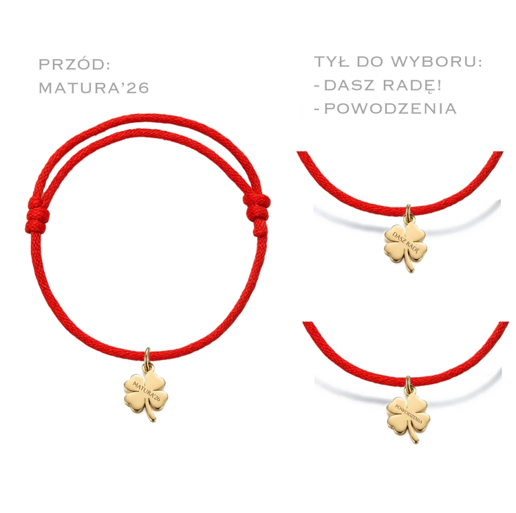 bransoltka dla maturzysty złota czerowna koniczynka.jpg