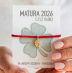 Bransoletka z grawerem dla maturzysty matura 2026 - dasz radę, powodzenia z kartką, czerwona - złota