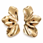 Kolczyki skrzydła listki fale stalowe złote