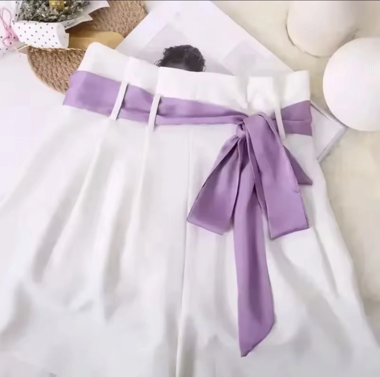 Apaszka na szyję, wąski szalik, wstążka do włosów, do torebki - kremowa satynowa