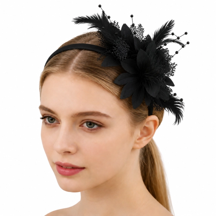 opaska fascynator, opaska pióra, opaska retro, opaska czarna z piórami, opaska lata 20,  impreza tematyczna przebranie retro,  „Gatsby”, lata 20, Charleston, opaska idealna na imprezy tematyczne, wieczory panieńskie, bale, karnawał, sesje zdjęciowe