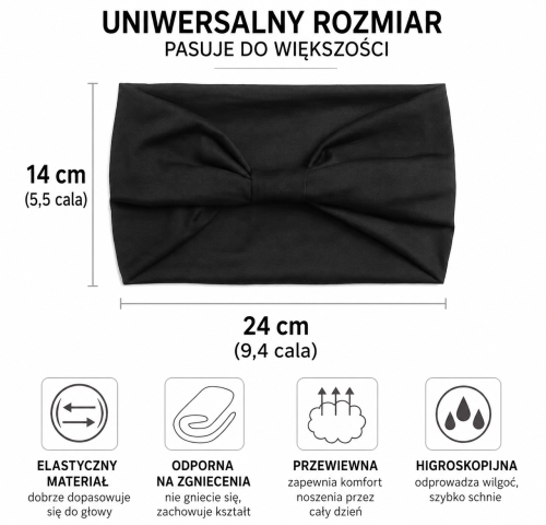 opaska czarna, opaska elastyczna, opaska do ćwiczeń, opaska fitness, opaska do jogi, opaska do pilatesu, opaska na rower, opaska do biegania, opaska na siłownię, opaska do włosów uniwersalna, wygodna opaska
