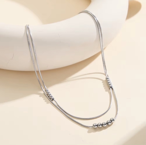 naszyjnik srebrny celebrytka, naszyjnik srebrny minimalistyczny, naszyjnik z kuleczkami, naszyjnik choker stalowy srebrny, naszyjnik na imprezę, naszyjnik podwójny, naszyjnik elegancki