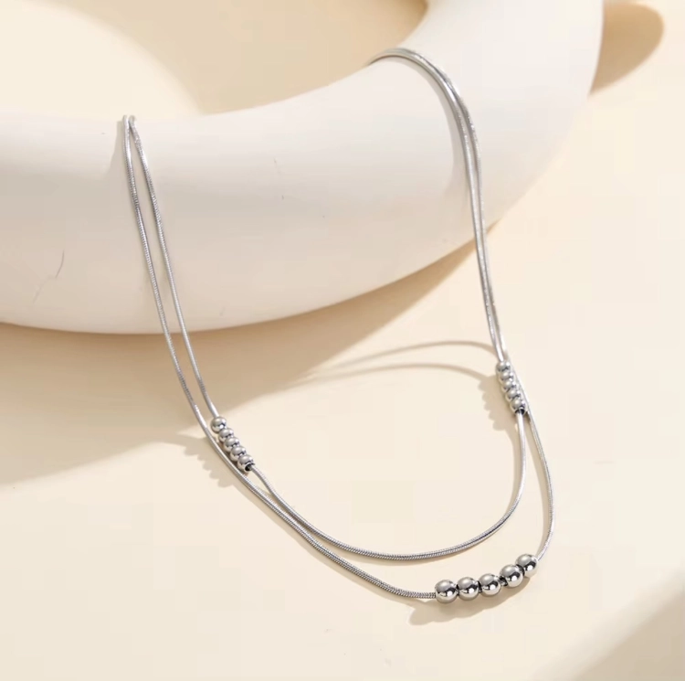 naszyjnik srebrny celebrytka, naszyjnik srebrny minimalistyczny, naszyjnik z kuleczkami, naszyjnik choker stalowy srebrny, naszyjnik na imprezę, naszyjnik podwójny, naszyjnik elegancki