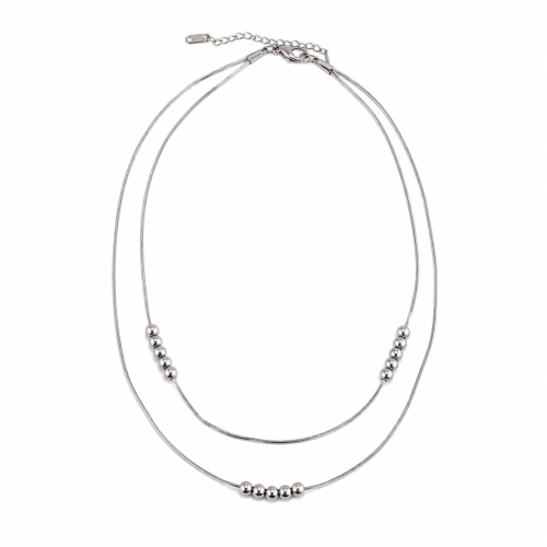 naszyjnik srebrny celebrytka, naszyjnik srebrny minimalistyczny, naszyjnik z kuleczkami, naszyjnik choker stalowy srebrny, naszyjnik na imprezę, naszyjnik podwójny, naszyjnik elegancki