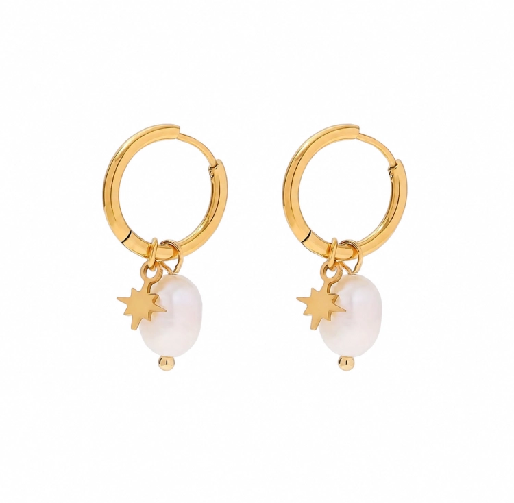 kolczyki koluszka, kolczyki koła, złote kolczyki, stal chirurgiczna, mini kolczyki, kolczyki z perełkami, kolczyki z perełką, eleganckie kolczyki, małe kolczyki, koczyki z gwiazdkami, kolczyki na prezent