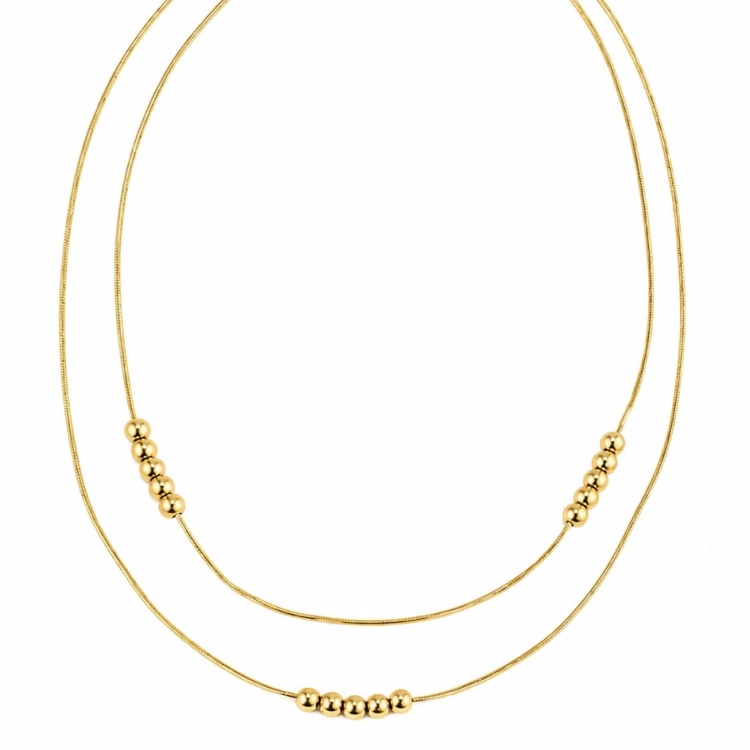 naszyjnik złoty celebrytka, naszyjnik złoty minimalistyczny, naszyjnik z kuleczkami, naszyjnik choker stalowy złoty, naszyjnik na imprezę, naszyjnik podwójny, naszyjnik elegancki, naszyjnik żmijka