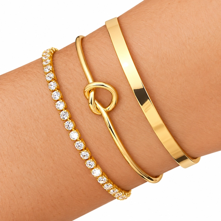 zestaw bransoletek cuff, bransoletka ze stali, bransoletka metalowa, bransoletka cyrkonie, bransoletka supełek, bransoletka mankiet, bransoletka multi