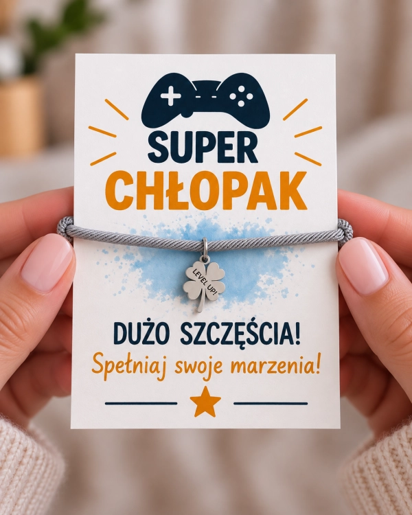 Bransoletka z grawerem na dzień chłopaka - Grawer LEVEL UP!