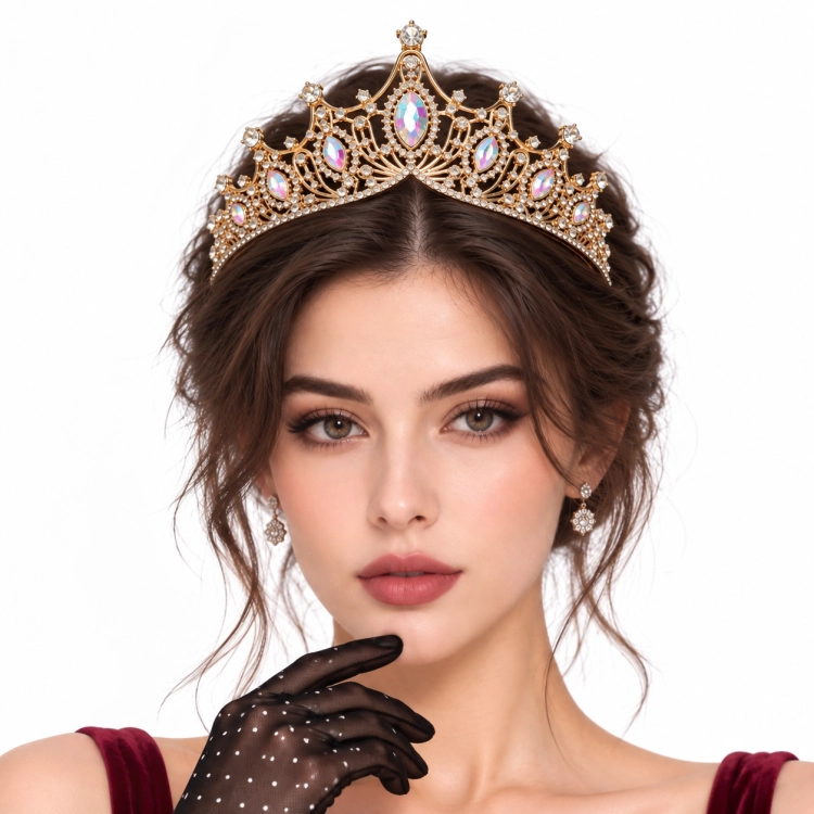 korona, diadem, złota korona, złoty diadem, biżuteria, królewska korona, korona z cyrkoniami, korona z kryształkami, korona na bal przebierańców, korona dla dziewczynki, korona na wieczór panieński, korona na urodziny, korona na bal, korona na wesele